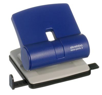 gbc Perforatore Skre-Perfo 3, medio distanza tra i fori 8 cm. Perfora fino a 30 fogli (3mm). Con barra di regolazione. MADE IN GERMANY.
