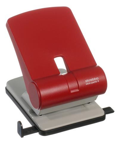gbc Perforatore Skre-Perfo 4, robusto distanza tra i fori 8 cm. Perfora fino a 40 fogli (4mm). Con barra di regolazione. MADE IN GERMANY.