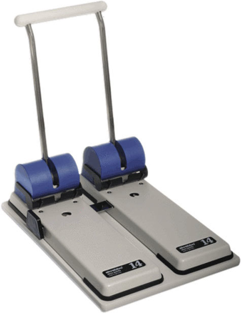 gbc Perforatore Skre-Perfo 14 Duo DOPPIO facilit d'uso grazie a una lunga leva. Distanza tra i fori 8 cm. Perfora fino a 140 fogli (14mm). Con barra di regolazione. MADE IN GERMANY.