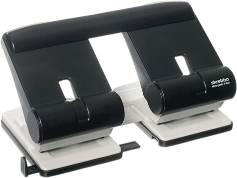 gbc Perforatore Skre-Perfo 4 Duo DOPPIO distanza tra i fori 8 cm. Perfora fino a 40 fogli (4mm). Con barra di regolazione. MADE IN GERMANY.