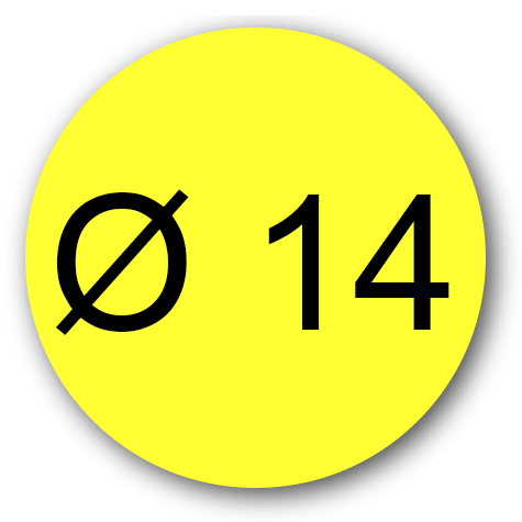 wereinaristea EtichetteAutoadesive rotonde, diametro 14 GIALLO, adesivo permanente, su foglietti da cm 15,2x12,5. 63 etichette per foglietto.