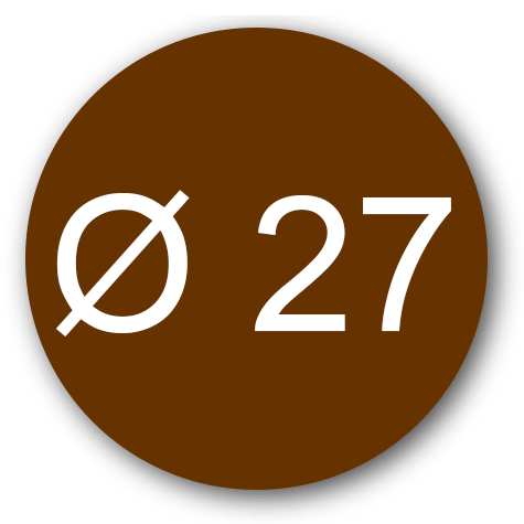 wereinaristea Etichette autoadesive rotonde, diametro mm 27 MARRONE, adesivo permanente, su foglietti da cm 15,2x12,5. 20 etichette per foglietto.