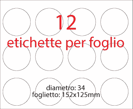 wereinaristea EtichetteAutoadesive rotonde, diametro 34 COLORI ASSORTITI, adesivo permanente, su foglietti da cm 15,2x12,5. 12 etichette per foglietto, La confezione contiene 12 etichette per ognuno dei seguenti colori: GIALLO, ROSA, ARANCIONE, ROSSO, GRIGIO, VERDE, VIOLA, AZZURRO, MARRONE, NERO.