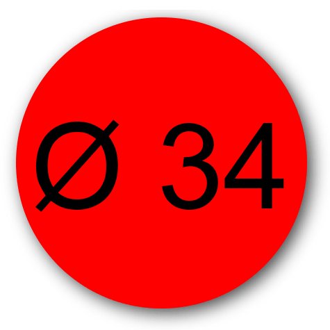 wereinaristea EtichetteAutoadesive rotonde, diametro 34 ROSSO, adesivo permanente, su foglietti da cm 15,2x12,5. 12 etichette per foglietto.