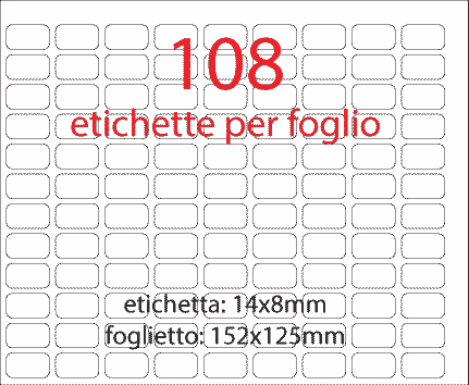wereinaristea EtichetteAutoadesive, 14x8mm(8x14) CartaROSA Adesivo permanente, su foglietti da 152x125mm. 108 etichette per foglietto.