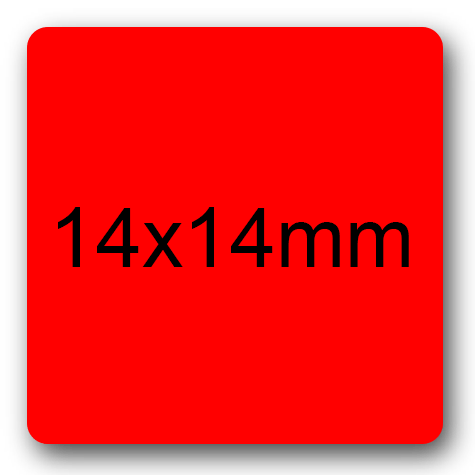 wereinaristea EtichetteAutoadesive 14x14mm CartaROSSA Adesivo permanente, su foglietti da 152x125mm. 63 etichette per foglietto.