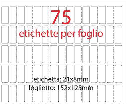 wereinaristea EtichetteAutoadesive aRegistro. 21x8mm(8x21) CartaBIANCA Adesivo permanente, su foglietti da cm 15,2x12,5. 75 etichette per foglietto.