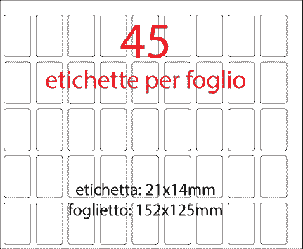 wereinaristea EtichetteAutoadesive 21x14mm(14x21) CartaMARRONE MARRONE, adesivo permanente, su foglietti da cm 15,2x12,5. 45 etichette per foglietto.