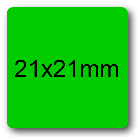 wereinaristea EtichetteAutoadesive 21x21mm(21x21) CartaVERDE VERDE, adesivo permanente, su foglietti da cm 15,2x12,5. 30 etichette per foglietto.