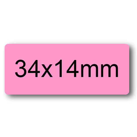wereinaristea EtichetteAutoadesive, 34x14mm(14x34) CartaROSA ROSA, adesivo permanente, su foglietti da cm 15,2x12,5. 28 etichette per foglietto.