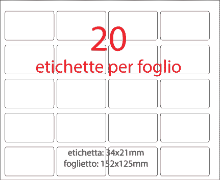 wereinaristea EtichetteAutoadesive, 34x21mm(21x34) CartaMARRONE MARRONE, adesivo permanente, su foglietti da cm 15,2x12,5. 20 etichette per foglietto.