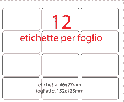 wereinaristea EtichetteAutoadesive 46x27mm(27x46) Carta ORO, adesivo permanente, su foglietti da cm 15,2x12,5. 12 etichette per foglietto.