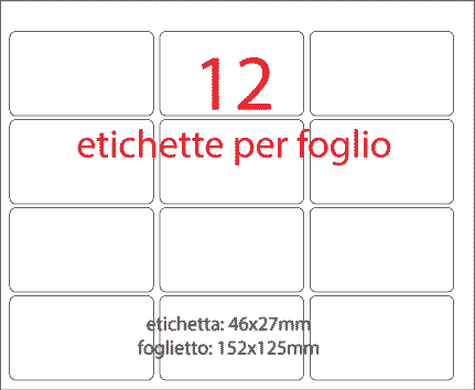 wereinaristea EtichetteAutoadesive 46x27mm(27x46) Carta BLU, adesivo permanente, su foglietti da cm 15,2x12,5. 12 etichette per foglietto.