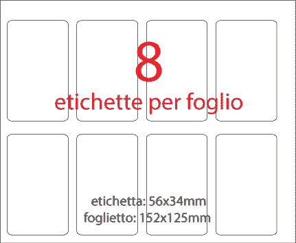 wereinaristea EtichetteAutoadesive 56x34mm(34x56) Carta ARANCIONE, adesivo permanente, su foglietti da cm 15,2x12,5. 8 etichette per foglietto.