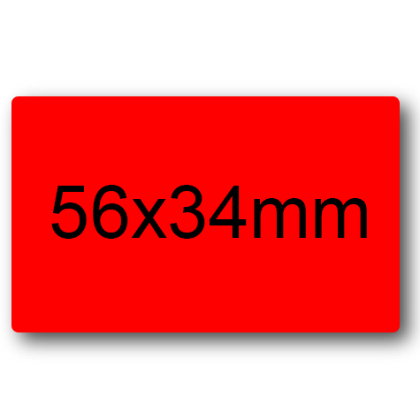 wereinaristea EtichetteAutoadesive 56x34mm(34x56) Carta ROSSO, adesivo permanente, su foglietti da cm 15,2x12,5. 8 etichette per foglietto.