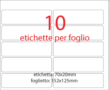 wereinaristea EtichetteAutoadesive 70x20mm(20x70) Carta ROSSO, adesivo permanente, su foglietti da cm 15,2x12,5. 10 etichette per foglietto.