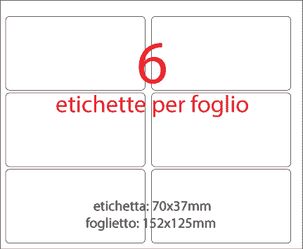 wereinaristea EtichetteAutoadesive 70x37mm(37x70) Carta BIANCO, adesivo permanente, su foglietti da cm 15,2x12,5. 6 etichette per foglietto.