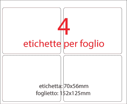 wereinaristea Etichette autoadesive mm 70x56 (56x70) ROSSO, adesivo permanente, su foglietti da cm 15,2x12,5. 4 etichette per foglietto.