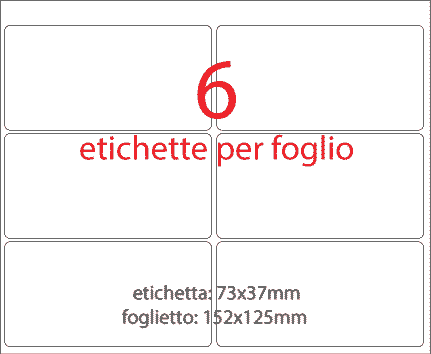 wereinaristea EtichetteAutoadesive 73x37mm(37x73) Carta BIANCO, adesivo RIMOVIBILE, su foglietti da cm 15,2x12,5. 6 etichette per foglietto.
