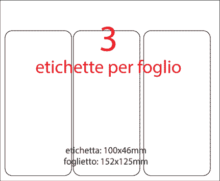 wereinaristea EtichetteAutoadesive 100x46mm(46x100) Carta NERO, adesivo permanente, su foglietti da cm 15,2x12,5. 3 etichette per foglietto.