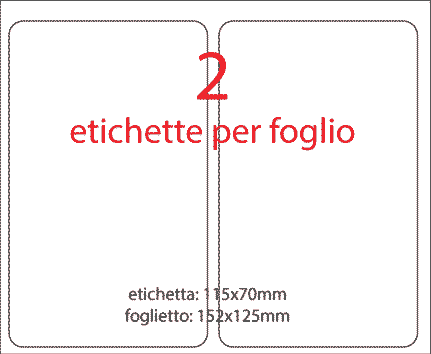 wereinaristea EtichetteAutoadesive 115x70mm(70x115) Carta BIANCO, adesivo RIMOVIBILE, su foglietti da cm 15,2x12,5. 2 etichette per foglietto.