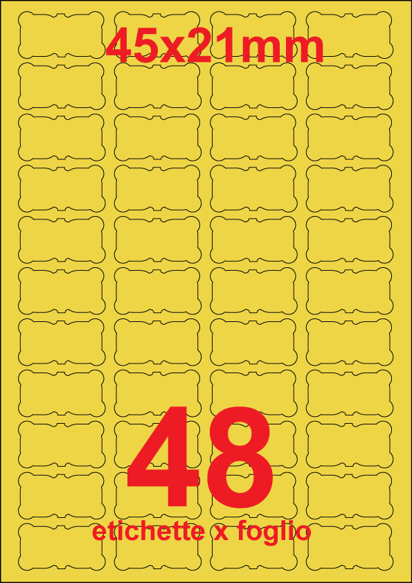 wereinaristea EtichetteAutoadesive POLIESTEREoro, 45x21sagomate (21x45mm) ORO, adesivo PERMANENTE, per ink-jet, su foglio A4 (210x297mm).