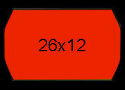 gbc Etichette 26x12 per prezzatrice, ROSSOfluorescente ROSSO FLUORESCENTI, adesivo PERMANENTE, a onda, Markin, per prezzatrici Motex 2612, Airex Meto Prix, Tovel, Open KOIX350pmc2612ro
