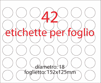 wereinaristea EtichetteAutoadesive rotonde, diametro 18 AZZURRO, adesivo permanente, su foglietti da cm 15,2x12,5. 42 etichette per foglietto.