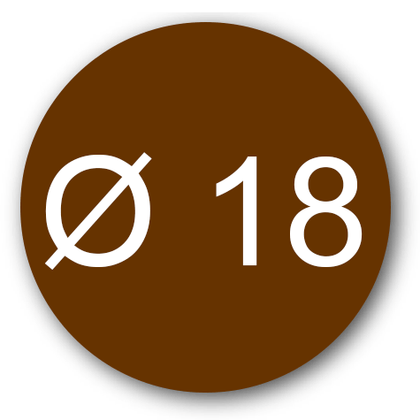 wereinaristea EtichetteAutoadesive rotonde, diametro 18 MARRONE, adesivo permanente, su foglietti da cm 15,2x12,5. 42 etichette per foglietto.
