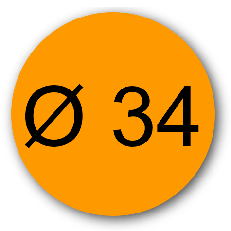 wereinaristea EtichetteAutoadesive rotonde, diametro 34 ARANCIONE, adesivo permanente, su foglietti da cm 15,2x12,5. 12 etichette per foglietto.