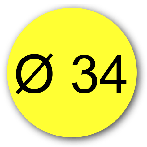 wereinaristea EtichetteAutoadesive rotonde, diametro 34 GIALLO, adesivo permanente, su foglietti da cm 15,2x12,5. 12 etichette per foglietto.