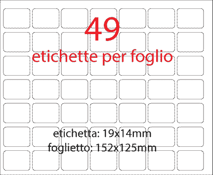 wereinaristea EtichetteAutoadesive 19x14mm(14x19) CartaBIANCA REMOVIBILE su foglietti da cm 15,2x12,5. 49 etichette per foglietto.