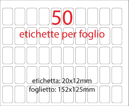 wereinaristea EtichetteAutoadesive 20x12mm(12x20) cartaGIALLA Adesivo permanente, su foglietti da cm 15,2x12,5. 50 etichette per foglietto.