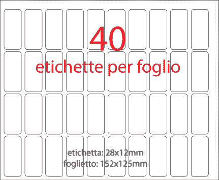 wereinaristea EtichetteAutoadesive 28x12mm(12x28) CartaAZZURRA AZZURRO, adesivo permanente, su foglietti da cm 15,2x12,5. 40 etichette per foglietto.
