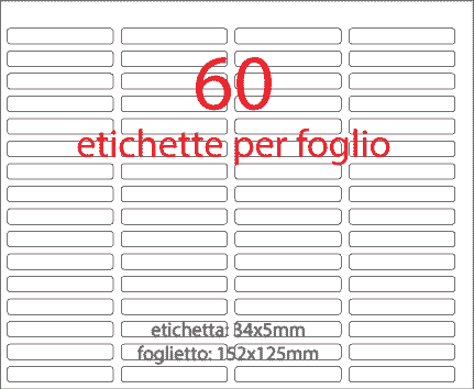 wereinaristea EtichetteAutoadesive, 34x5mm(5x34) CartaAZZURRA Adesivo permanente, su foglietti da cm 15,2x12,5. 60 etichette per foglietto.