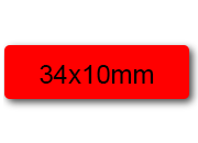wereinaristea EtichetteAutoadesive, 34x10mm(10x34) CartaROSSA Adesivo permanente, su foglietti da cm 15,2x12,5. 40 etichette per foglietto.