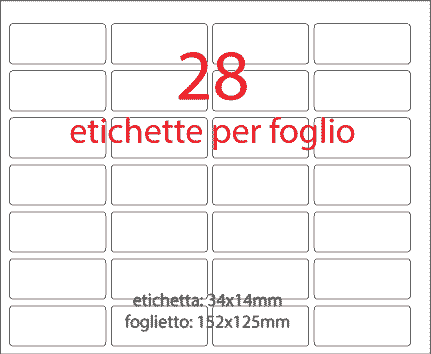 wereinaristea EtichetteAutoadesive, 34x14mm(14x34) CartaBIANCA Removibile Adesivo RIMOVIBILE, su foglietti da cm 15,2x12,5. 28 etichette per foglietto.