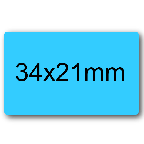 wereinaristea EtichetteAutoadesive, 34x21mm(21x34) CartaAZZURRA AZZURRO, adesivo permanente, su foglietti da cm 15,2x12,5. 20 etichette per foglietto.