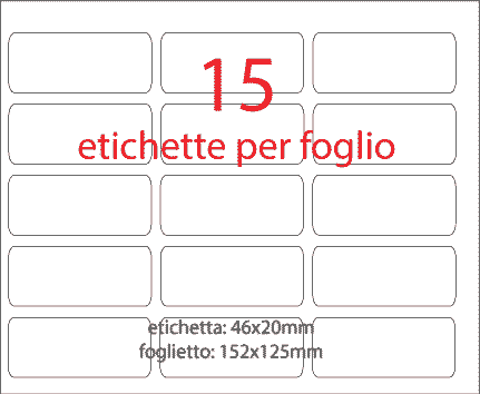 wereinaristea EtichetteAutoadesive 46x20mm(20x46) Carta ROSSO, adesivo permanente, su foglietti da cm 15,2x12,5. 15 etichette per foglietto.