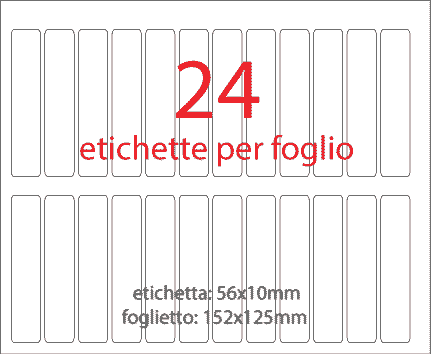 wereinaristea EtichetteAutoadesive 56x10mm(10x56) Carta ROSSO adesivo permanente, su foglietti da cm 15,2x12,5. 24 etichette per foglietto.
