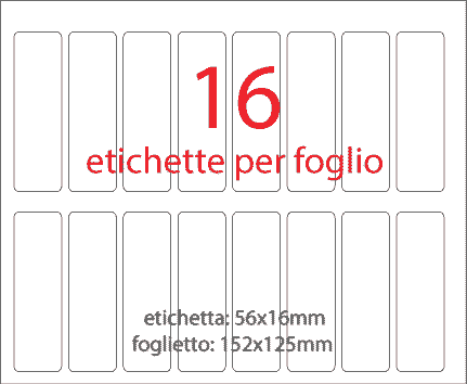 wereinaristea EtichetteAutoadesive 56x16mm(16x56) Carta AZZURRO, adesivo permanente, su foglietti da cm 15,2x12,5. 9 etichette per foglietto.