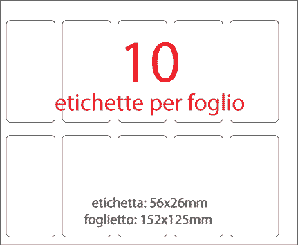 wereinaristea EtichetteAutoadesive 56x26mm(26x56) Carta BIANCO, adesivo RIMOVIBILE, su foglietti da cm 15,2x12,5. 10 etichette per foglietto.