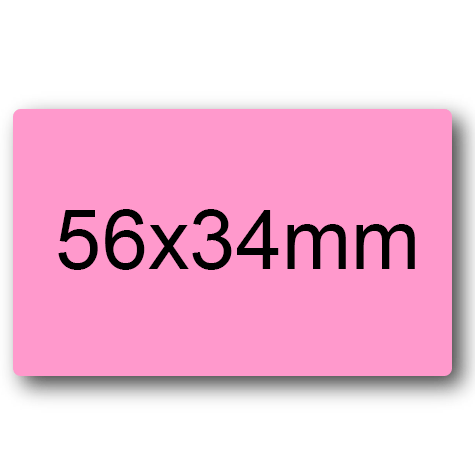 wereinaristea EtichetteAutoadesive 56x34mm(34x56) Carta ROSA, adesivo permanente, su foglietti da cm 15,2x12,5. 8 etichette per foglietto.