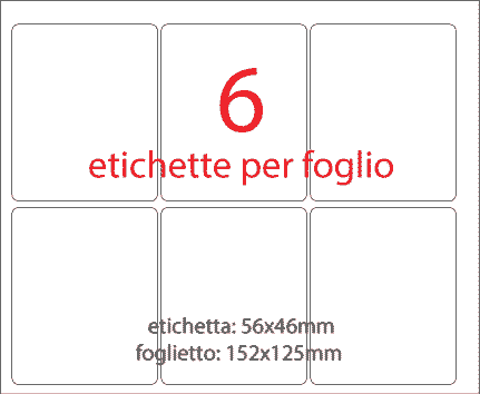 wereinaristea EtichetteAutoadesive 56x46mm(46x56) Carta ROSSO adesivo permanente, su foglietti da cm 15,2x12,5. 6 etichette per foglietto.
