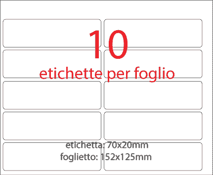 wereinaristea EtichetteAutoadesive 70x20mm(20x70) Carta NERO adesivo permanente, su foglietti da cm 15,2x12,5. 10 etichette per foglietto.