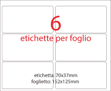 wereinaristea EtichetteAutoadesive 70x37mm(37x70) Carta NERO, adesivo permanente, su foglietti da cm 15,2x12,5. 6 etichette per foglietto.