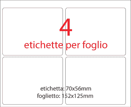 wereinaristea Etichette autoadesive mm 70x56 (56x70) VERDE, adesivo permanente, su foglietti da cm 15,2x12,5. 4 etichette per foglietto.