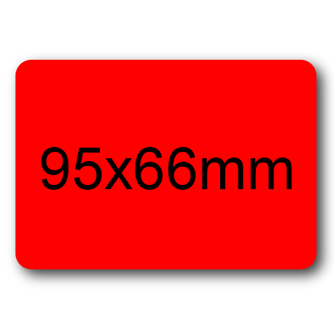 wereinaristea Etichette autoadesive mm 95x66 (66x95) ROSSO, adesivo permanente, su foglietti da cm 15,2x12,5. 2 etichette per foglietto.