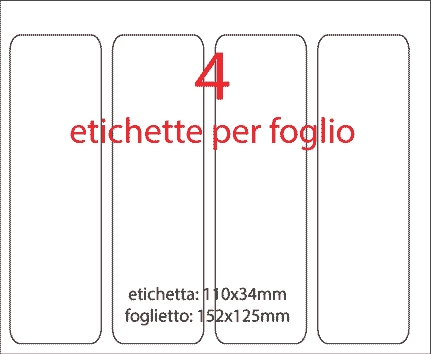 wereinaristea EtichetteAutoadesive 110x34mm(34x110) Carta NERO, adesivo permanente, su foglietti da cm 15,2x12,5. 4 etichette per foglietto.