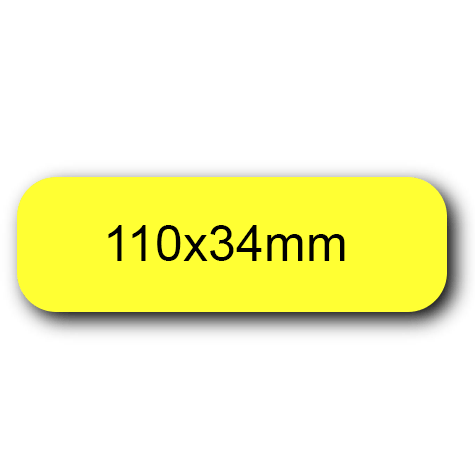 wereinaristea EtichetteAutoadesive 110x34mm(34x110) Carta GIALLO, adesivo permanente, su foglietti da cm 15,2x12,5. 4 etichette per foglietto.